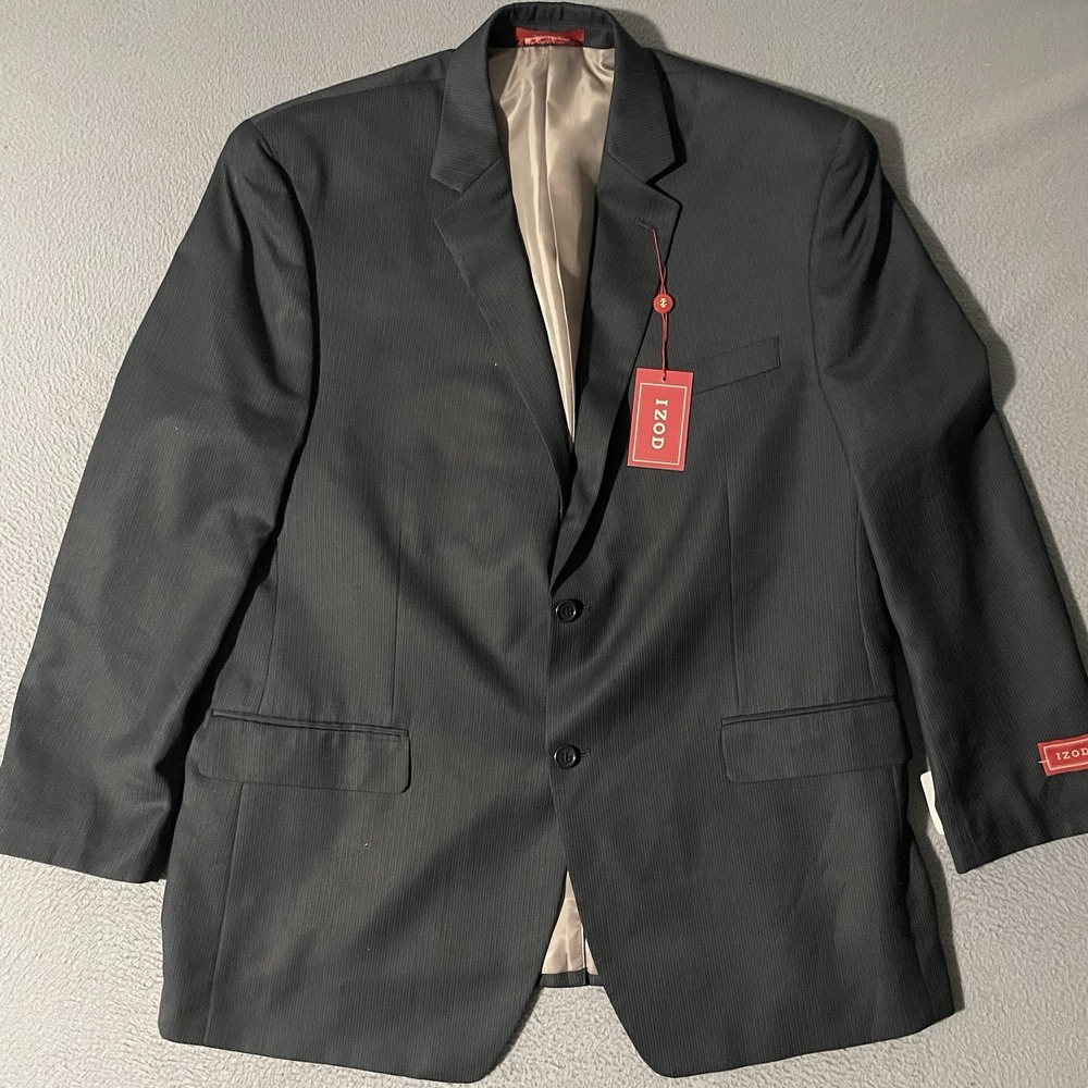 Izod Black 2 Button Suit‎ Jacket Size 46 Regular Fit Mens NWT